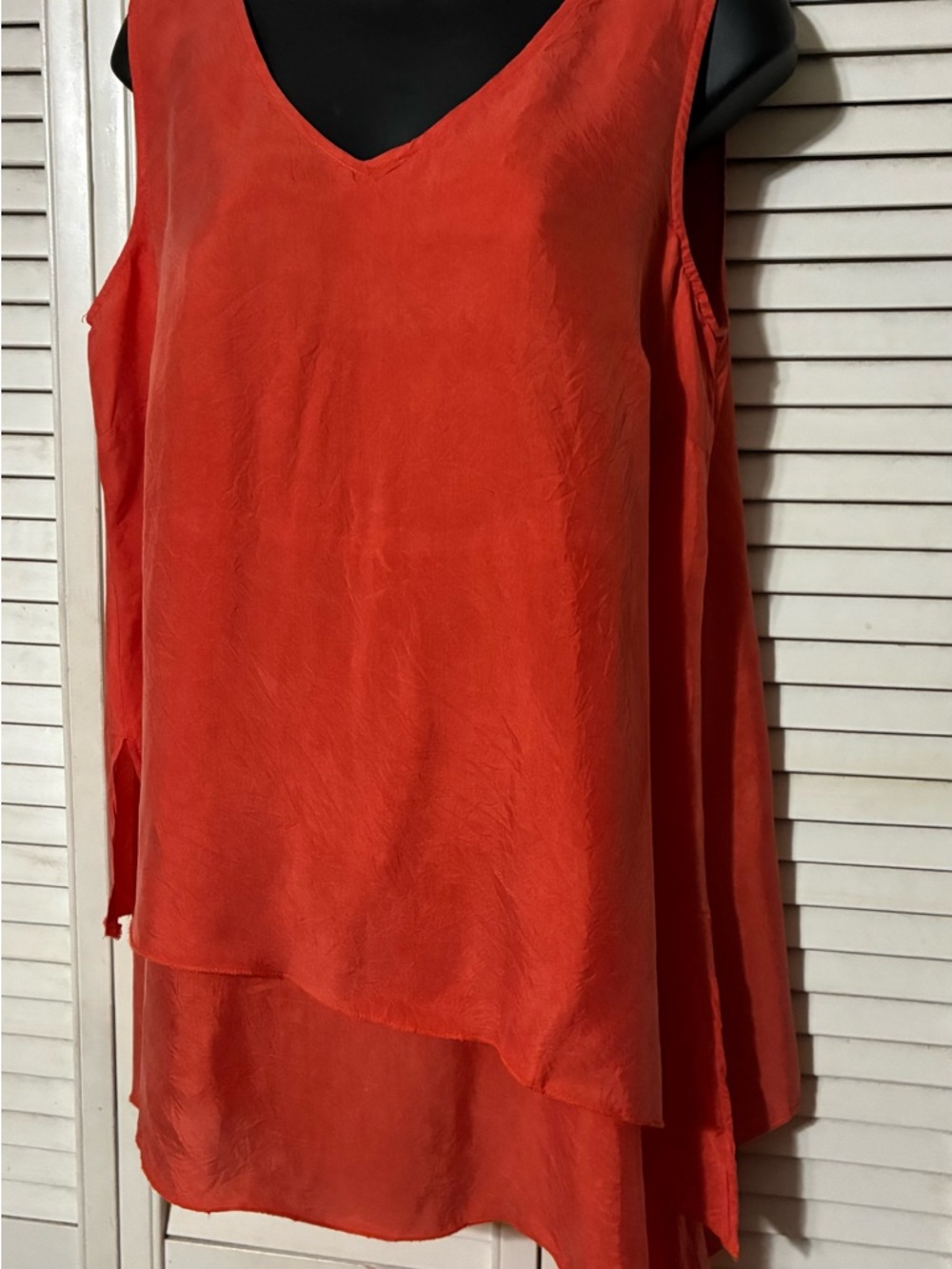 John Mark Bright Orange layered  Sleeveless top with hanky hem